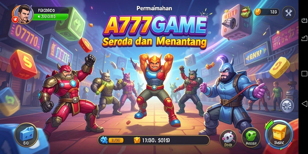 Tampilan dinamis dan penuh aksi dari A777GAME saat gameplay.