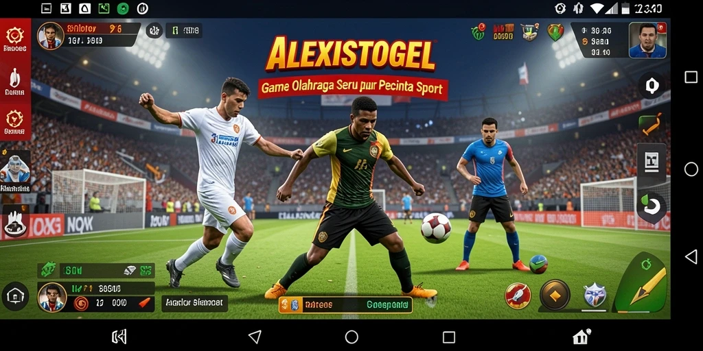 Screenshot gameplay ALEXISTOGEL menampilkan aksi seru pertandingan olahraga.