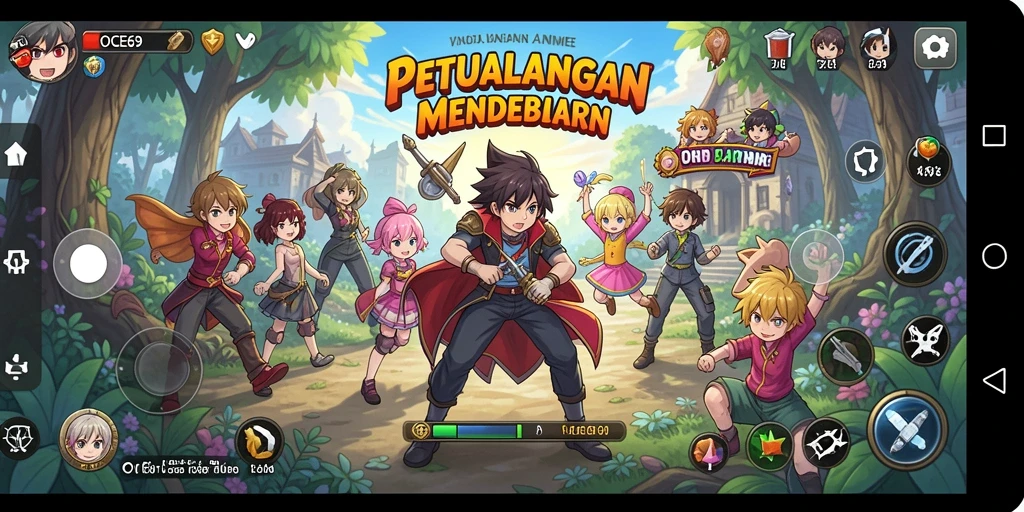 Tampilan gameplay menarik dari OCE69 dengan karakter animasi.