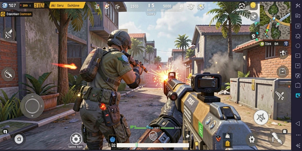 Tampilan gameplay mendebarkan dalam pertempuran TPS.