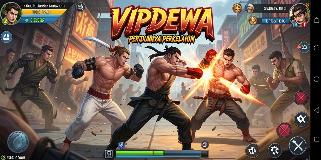 Tangkapan layar gameplay VIPDEWA menampilkan pertarungan intens dan karakter yang dinamis.